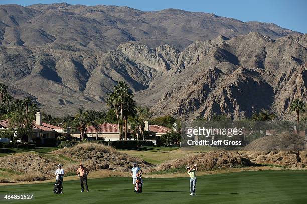 Rickie Fowler hits his second shot on the 12th fareway on the Jack Nicklaus Private Course at PGA West during the second round of the Humana...