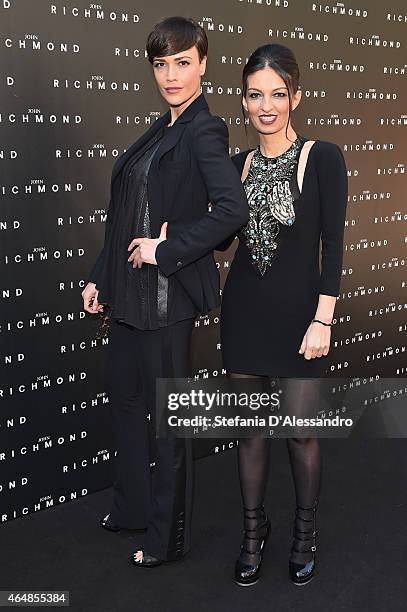 Roberta Giarrusso and Alessandra Moschillo attend the John Richmond show during the Milan Fashion Week Autumn/Winter 2015 on March 1, 2015 in Milan,...