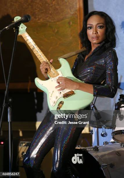 Musician Malina Moye attends the 2014 National Association of Music Merchants show at the Anaheim Convention Center on January 23, 2014 in Anaheim,...