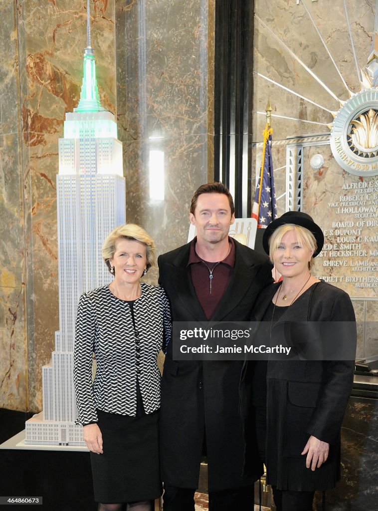 Hugh Jackman And Deborra-Lee Furness Visit The Empire State Building