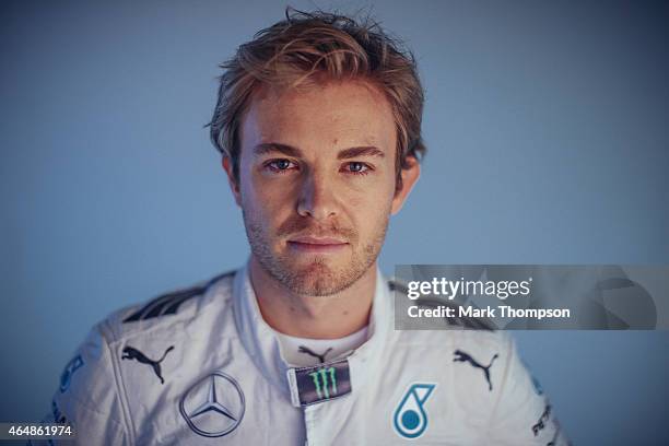 Nico Rosberg of Germany and Mercedes GP poses for a portrait during day three of Formula One Winter Testing at Circuit de Catalunya on February 21,...