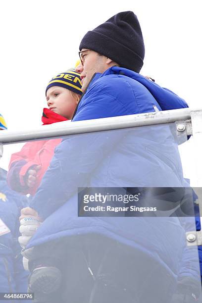 Princess Estelle of Sweden and Prince Daniel of Sweden attend the FIS Nordic World Ski Championships on March 1, 2015 in Falun, Sweden.