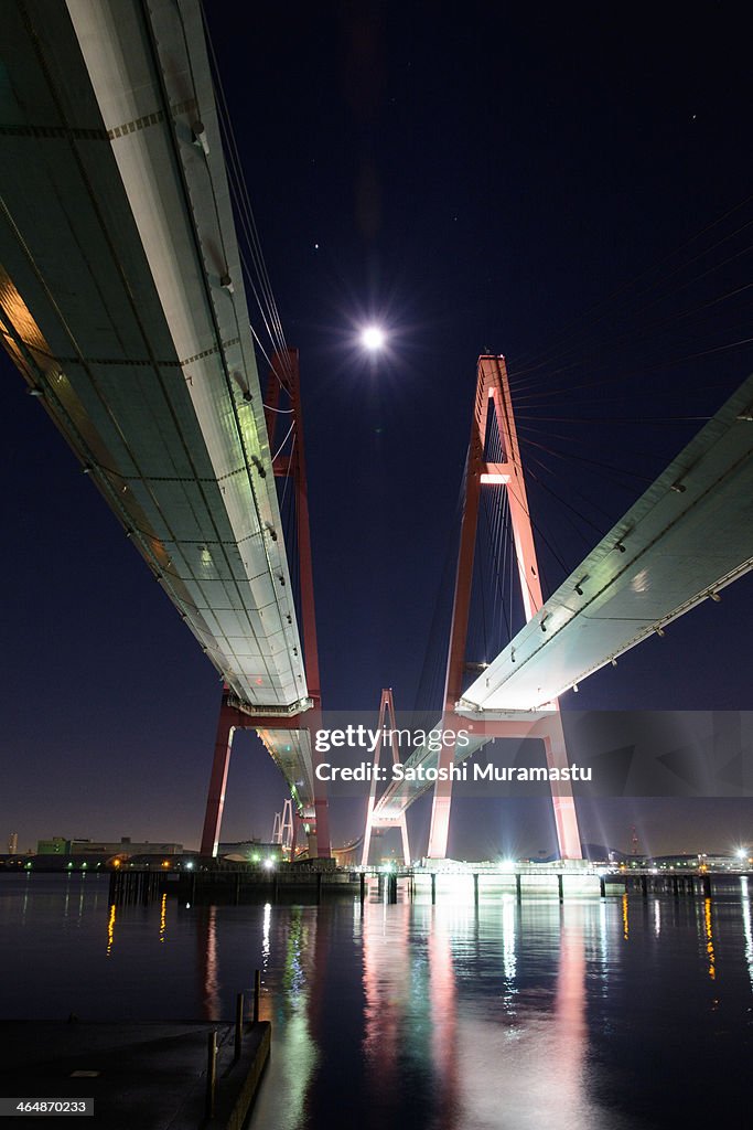 Bridge and moon shining