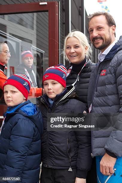 Prince Sverre Magnus of Norway, Princess Ingrid Alexandra of Norway, Crown Princess Mette-Marit of Norway and Crown Prince Haakon of Norway attend...