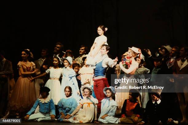 Russian-born French dancer Rudolf Nureyev dances with unidentified cast members in Frank Ohman's New York Dance Theatre production of 'The...