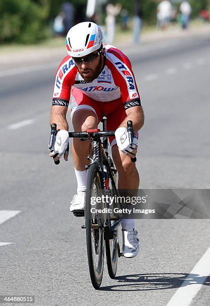 Luca Paolini of Italy and Team Katusha in action during Stage Five of the VIII Tour de San Luis, a 19,2 km road stage from San Luis Ð San Luis on...