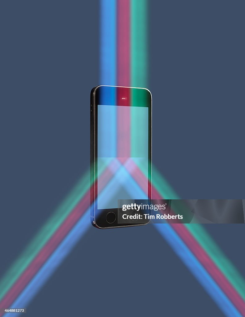 Smartphone with converging light.