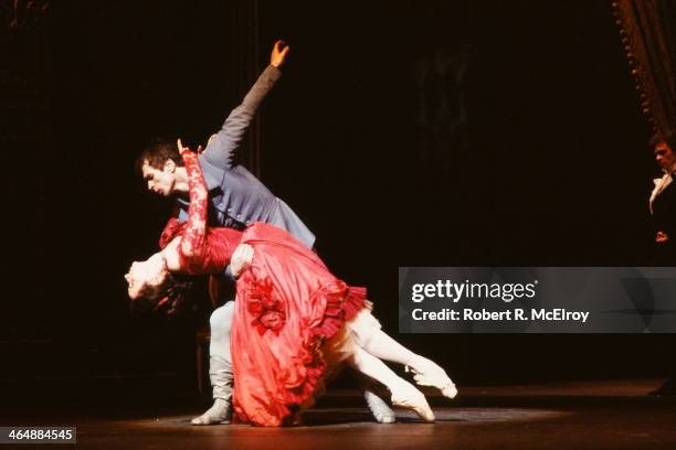 Russian-born French dancer Rudolf Nureyev dances with an unidentified cast member in Frank Ohman's New York Dance Theatre production of 'The...