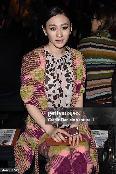 Li Xiao Ran attends Missoni show during the Milan Fashion Week Autumn/Winter 2015 on March 1, 2015 in Milan, Italy.