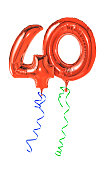 Red balloons with ribbon - Number 40