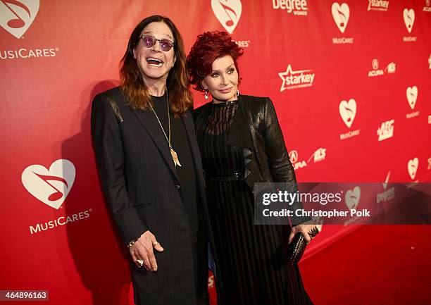 Singer Ozzy Osbourne and TV personality Sharon Osbourne attend 2014 MusiCares Person Of The Year Honoring Carole King at Los Angeles Convention...