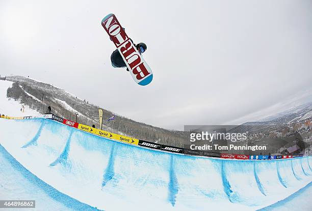 Kelly Clark competes during the FIS Snowboard World Cup 2015 Ladies' Snowboard Halfpipe Final during the U.S. Grand Prix at Park City Mountain on...