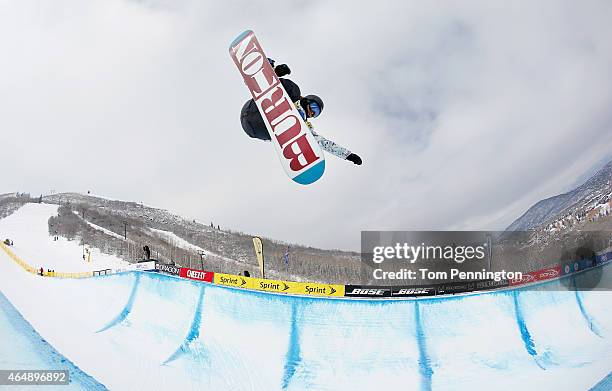 Kelly Clark competes during the FIS Snowboard World Cup 2015 Ladies' Snowboard Halfpipe Final during the U.S. Grand Prix at Park City Mountain on...