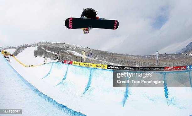 Arielle Gold competes during the FIS Snowboard World Cup 2015 Ladies' Snowboard Halfpipe Final during the U.S. Grand Prix at Park City Mountain on...