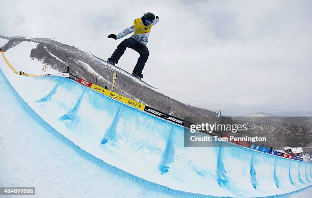 Kelly Clark competes during the FIS Snowboard World Cup 2015 Ladies' Snowboard Halfpipe Final during the U.S. Grand Prix at Park City Mountain on...