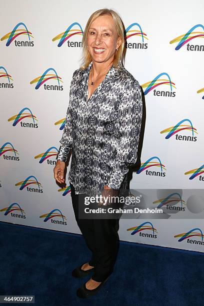 Former tennis player Martina Navratilova arrives at the Legends Lunch during day 13 of the 2014 Australian Open at Melbourne Park on January 25, 2014...