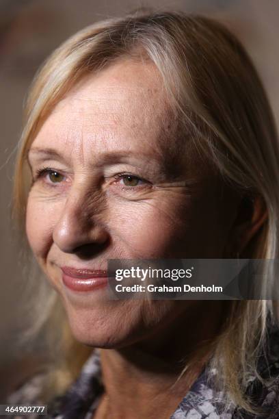 Former tennis player Martina Navratilova arrives at the Legends Lunch during day 13 of the 2014 Australian Open at Melbourne Park on January 25, 2014...