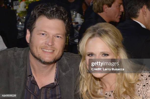 Singers Blake Shelton and Miranda Lambert attend 2014 MusiCares Person Of The Year Honoring Carole King at Los Angeles Convention Center on January...