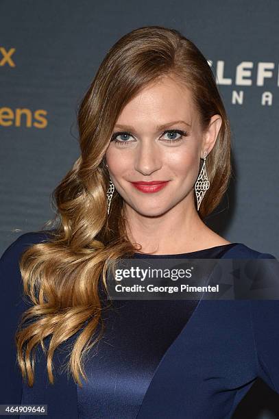 Actress A.J. Cook arrives at the 2015 Canadian Screen Awards at the Four Seasons Centre for the Performing Arts on March 1, 2015 in Toronto, Canada.