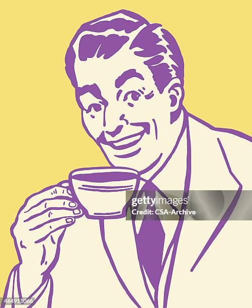 man drinking from coffee cup - holding coffee vector stock illustrations