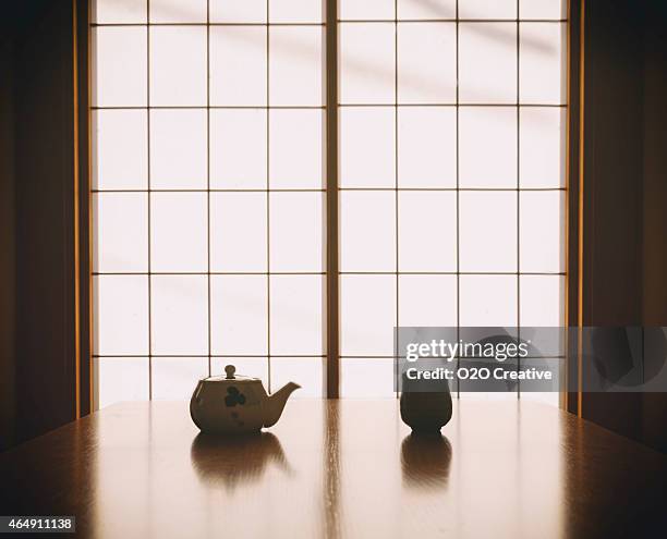 japanese tea silhouette - shoji stock pictures, royalty-free photos & images