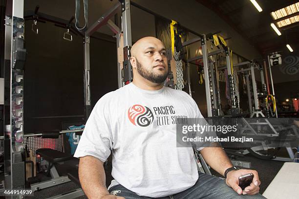 Former Baltimore Ravens player Maake Kemoeatu attends the Pacific Elite Sports Fitness Center Grand Opening on January 24, 2014 in Kaneohe, Hawaii.