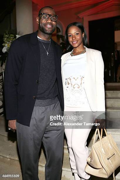 LeBron James and Savannah James attend the Miami Heat Family Foundation TaHEATi Beach Fundraising Event brought to you by Hublot on January 24, 2014...