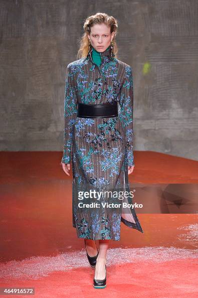 A model walks the runway at the Marni show during the Milan Fashion ...