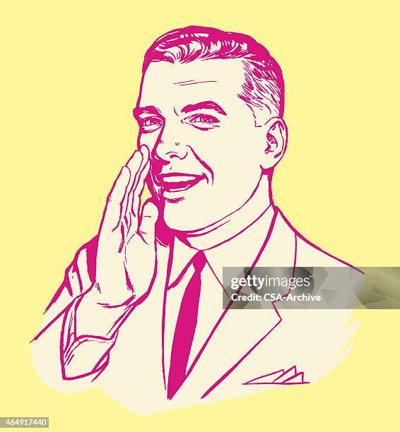 man with hand raised - whisper stock illustrations