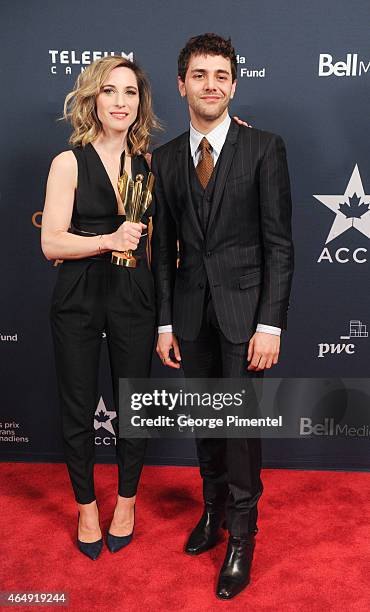 Nancy Grant and Xavier Dolan pose in the press room at the 2015 Canadian Screen Awards at the Four Seasons Centre for the Performing Arts on March 1,...