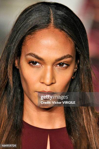 Joan Smalls walks the runway at the Emilio Pucci show during the Milan Fashion Week Autumn/Winter 2015 on February 28, 2015 in Milan, Italy.