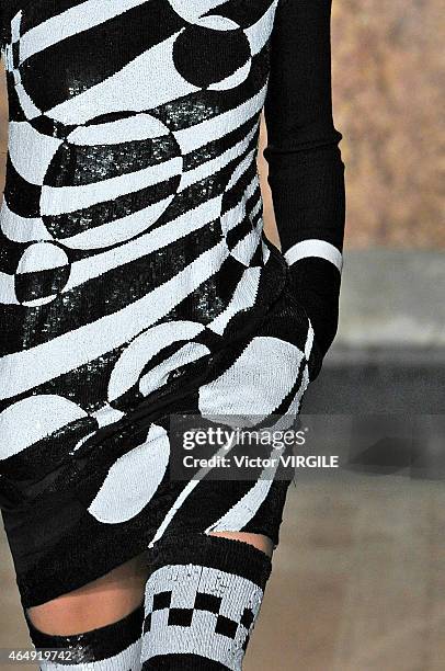 Model walks the runway at the Emilio Pucci show during the Milan Fashion Week Autumn/Winter 2015 on February 28, 2015 in Milan, Italy.