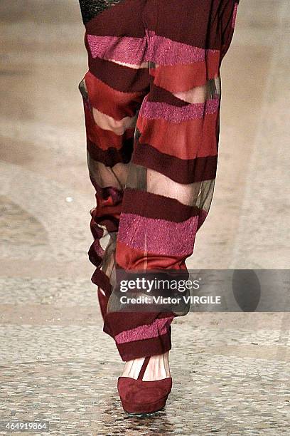 Model walks the runway at the Emilio Pucci show during the Milan Fashion Week Autumn/Winter 2015 on February 28, 2015 in Milan, Italy.