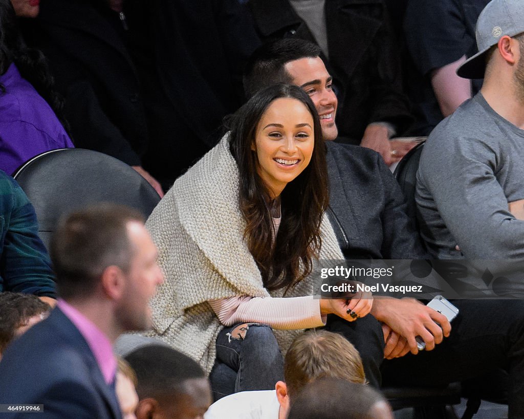 Celebrities At The Los Angeles Lakers Game