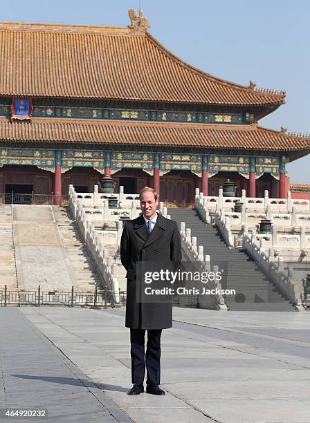 Prince William, Duke of Cambridge poses for a photograph during a visit to the Forbidden City on March 2, 2015 in Beijing, China. The Duke of...