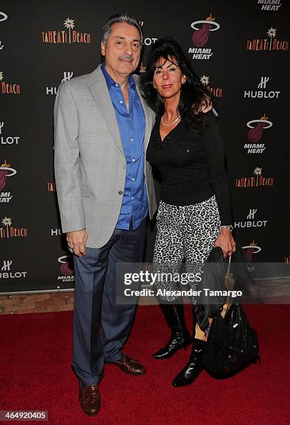 Tony Fiorentino and guest attend the Miami Heat Family Foundation TaHEATi Beach Fundraising Event brought to you by Hublot on January 24, 2014 in...
