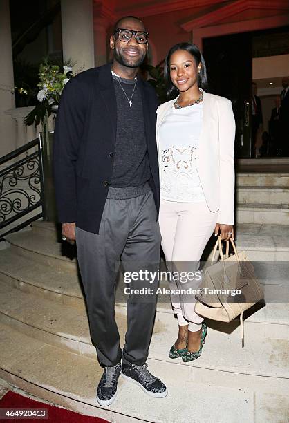 LeBron James and Savannah James attend the Miami Heat Family Foundation TaHEATi Beach Fundraising Event brought to you by Hublot on January 24, 2014...