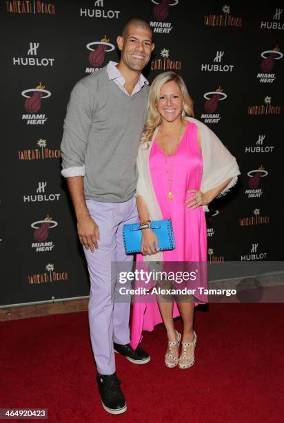 Shane Battier and Heidi Battier attend the Miami Heat Family Foundation TaHEATi Beach Fundraising Event brought to you by Hublot on January 24, 2014...