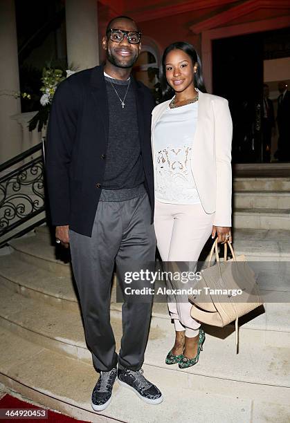 LeBron James and Savannah James attend the Miami Heat Family Foundation TaHEATi Beach Fundraising Event brought to you by Hublot on January 24, 2014...