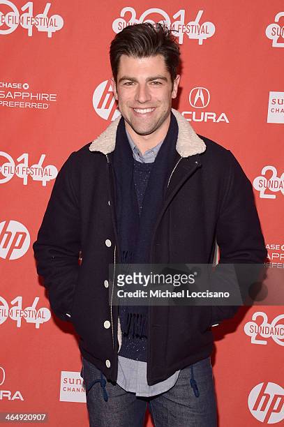 Actor Max Greenfield attends the "They Came Together" premiere at Eccles Center Theatre during the 2014 Sundance Film Festival on January 24, 2014 in...