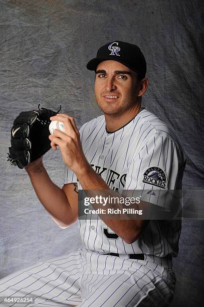 John Lannan of the Colorado Rockies poses for a portrait during Photo Day on March 1, 2015 at Salt River Fields at Talking Stick in Scottsdale,...