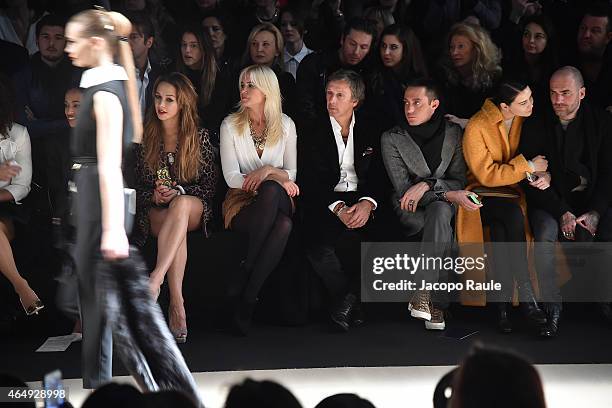 Valeria Mazza and Alejandro Gravier attend the Elisabetta Franchi show during the Milan Fashion Week Autumn/Winter 2015 on February 28, 2015 in...