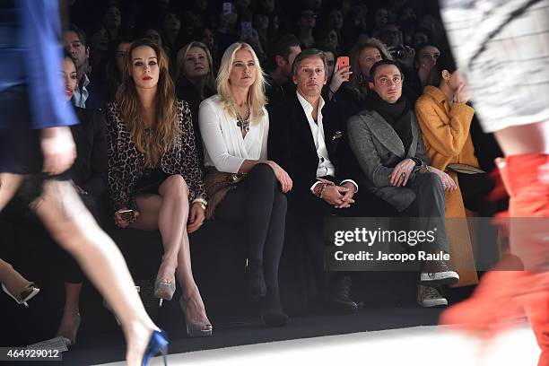 Valeria Mazza and Alejandro Gravier attend the Elisabetta Franchi show during the Milan Fashion Week Autumn/Winter 2015 on February 28, 2015 in...