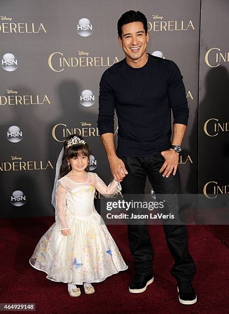 Mario Lopez and daughter Gia Francesca Lopez attend the premiere of "Cinderella" at the El Capitan Theatre on March 1, 2015 in Hollywood, California.
