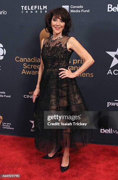 Canadian Screen Awards Host, Actress Andrea Martin poses in the press room at the 2015 Canadian Screen Awards at the Four Seasons Centre for the...