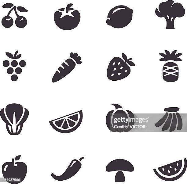 fruits and vegetables icons - acme series - carrot stock illustrations