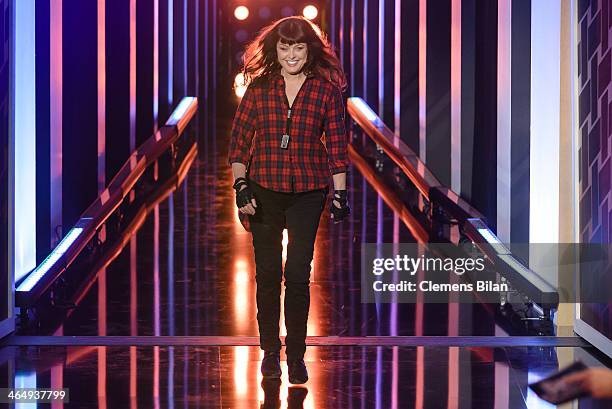 Uschi Obermaier attends the taping of 'Back To School - Gottschalks grosses Klassentreffen' Show on January 24, 2014 in Berlin, Germany.