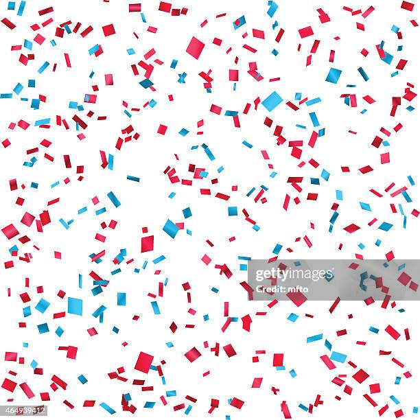 stockillustraties, clipart, cartoons en iconen met blue and red confetti on white background - blue confetti