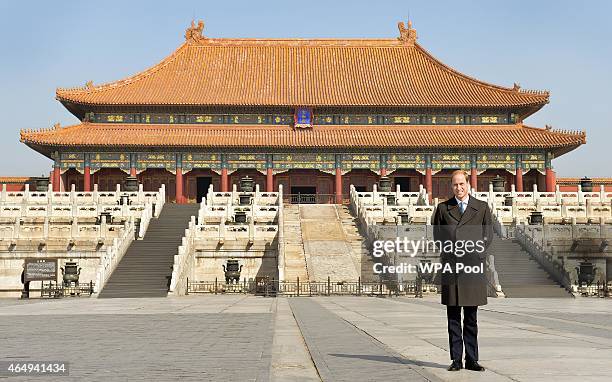 Prince William, Duke of Cambridge poses for a photograph during a visit to the Forbidden City on March 2, 2015 in Beijing, China. The Duke of...