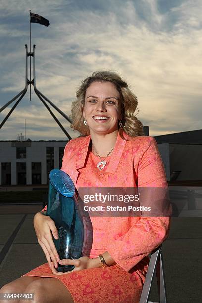 Jacqueline Freney poses for a portrait after being announced as the 2014 Young Australian of the Year at Parliament House on January 25, 2014 in...